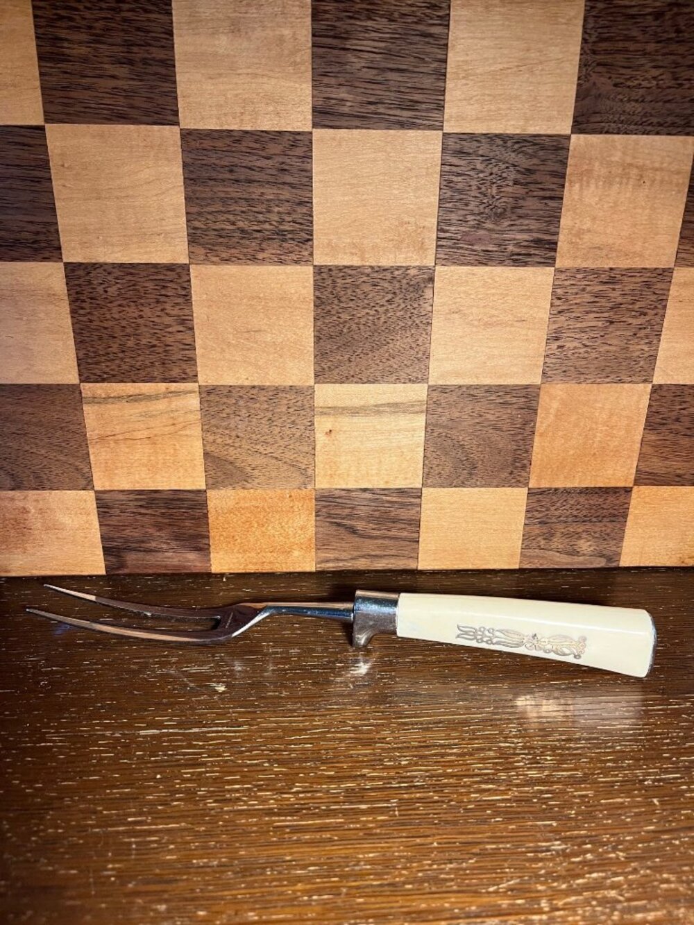Vintage Carving Fork made in Germany, flower on handle missing petal